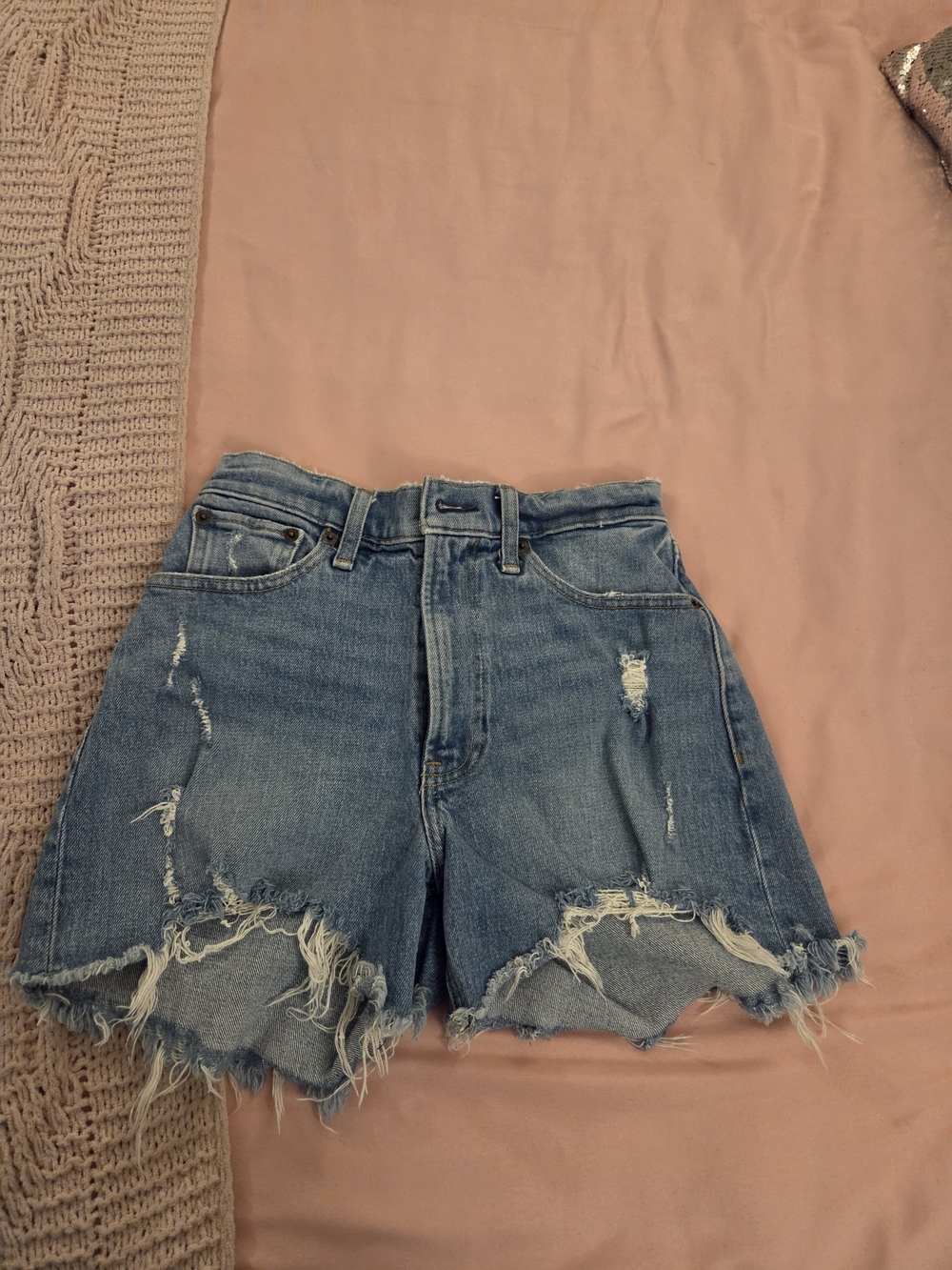 Abercrombie & Fitch Light Blue Distressed Jean Shorts